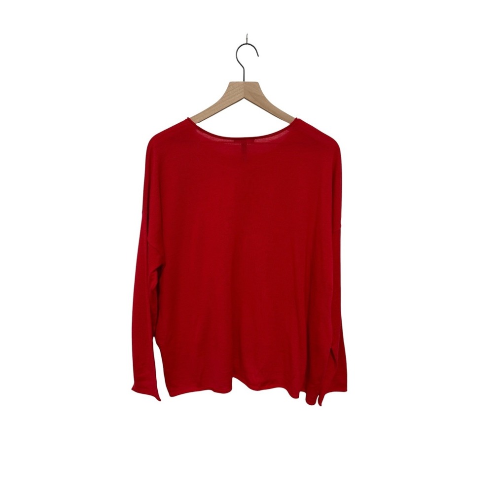 Eileen Fisher Red Extra Fine Merino Wool‎ Boxy Knit Sweater Top Womens  L - Picture 4 of 8
